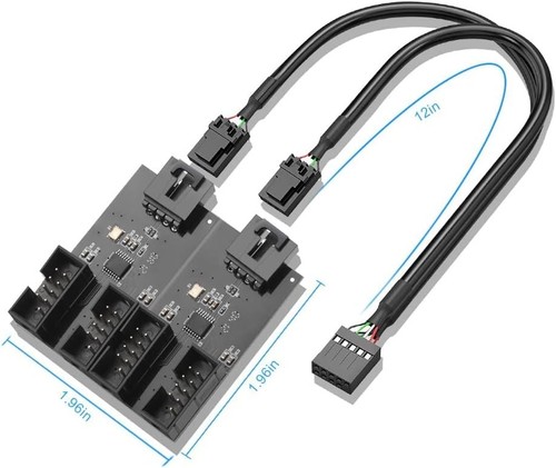 Divisor de cabezal interno USB 2.0 de 9 pines para placa base de PC macho de 1 a 4 hembra... - Imagen 4 de 8