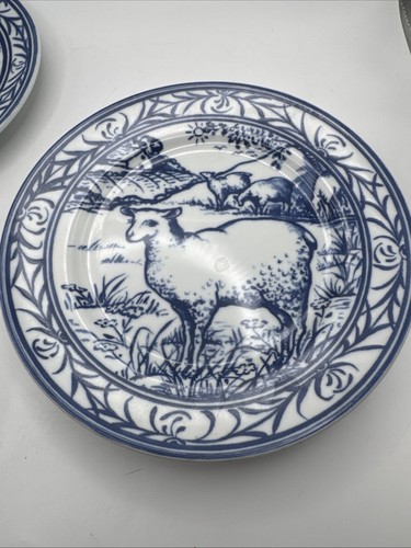Williams Sonoma Bretagne Teller Komplettset 6 Bauerntiere blau weiß - Bild 4 von 10