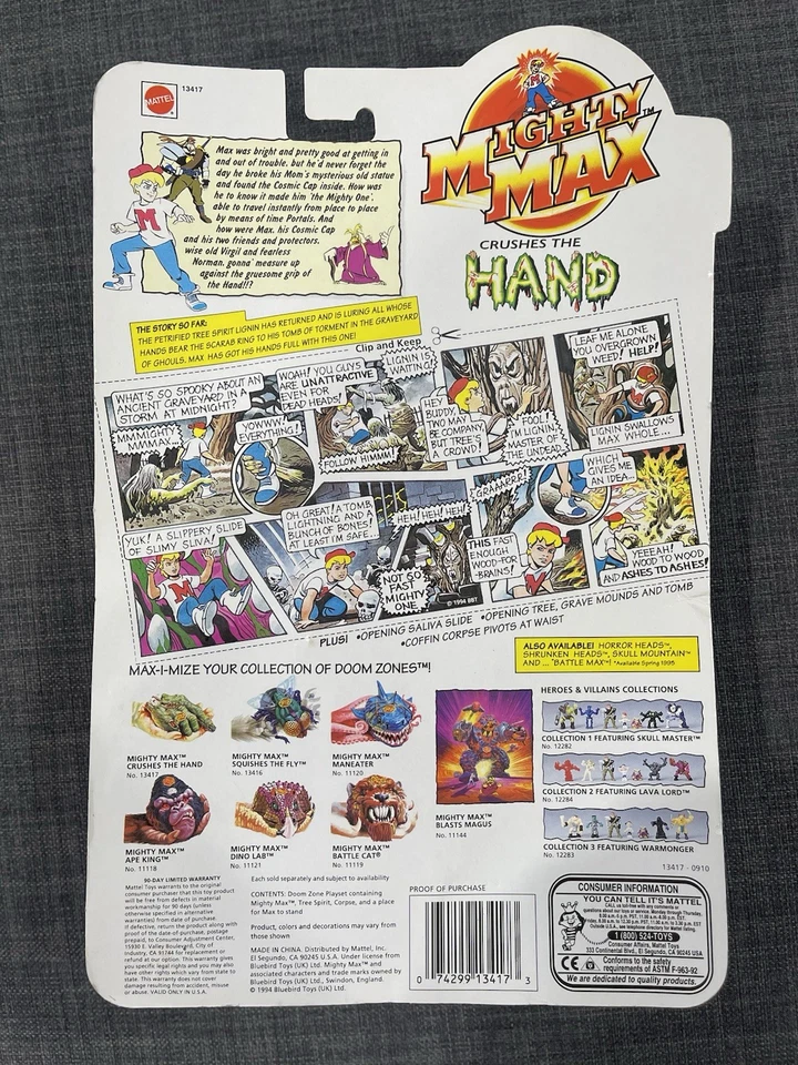 Mighty Max Crushes The Hand RARO Doom Zone Novo Selado 1994 Mattel Bluebird Brinquedos - Imagem 3 de 4