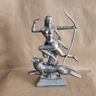 Diana the Hunter With Bow & Wolf Dog Sculpture Figurine Figure Pewter? Metal