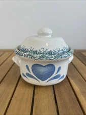 Corelle Blue Hearts individual casserole dish with a lid