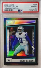 2022 Score #227 Micah Parsons GEM MASTERS Black 1/1 Packers - One of One PSA 10