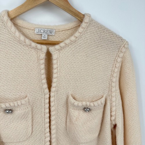Maglione J.Crew Odette donna giacca gioiello bottoni med lana alpaca avorio preppy - Foto 5 di 14