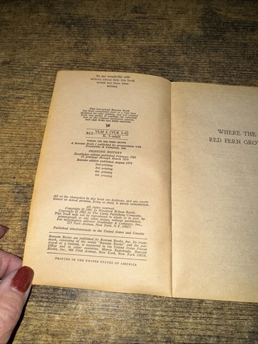 Wilson Rawls Wo der rote Farn wächst Taschenbuch Bantam Sonderbuch Club Edition - Bild 5 von 5
