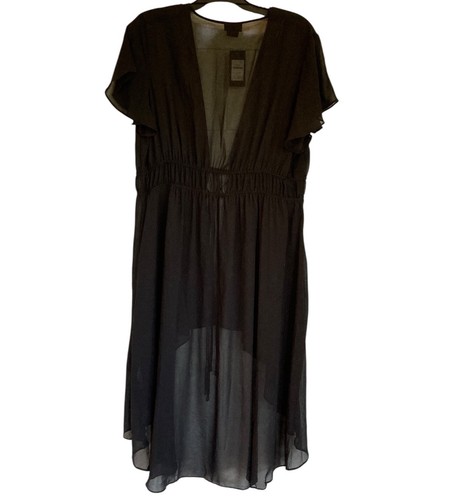 NEW City Chic Chiffon Hi Lo Jacket Sz M 18 Sheer Tie Waist Flutter Sleeve Black - Bild 5 von 12
