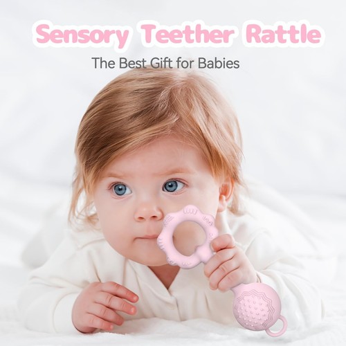 Teething Toys for Babies 6-12 Months, Baby Rattles 0-6 Months, 2-in-1 Rattle ... - Picture 3 of 7