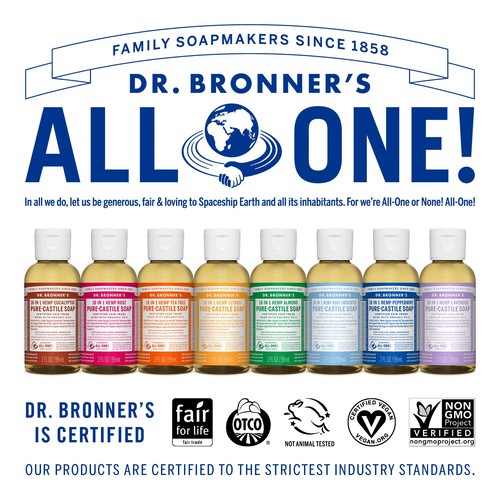 Dr Bronner's Organic Fair Trade Liquid Soap 2 Fl Oz Multi Purpose Cleaner - Picture 6 of 7