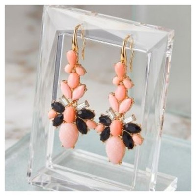 Lee By Lee Angel Women's Mutli Color Cabochon Chandelier Earrings NWT 49 Pink