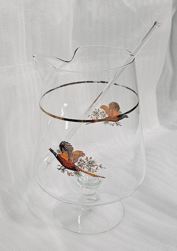 Hazel Atlas Glas Stiel Rührglas mit Rührer Fasan Vintage 9" selten - Bild 2 von 7