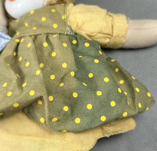 Muñeca payaso cara porcelana pintada de colección cuerpo de arena con muñeca de madera vestido de granja figura - Imagen 9 de 12