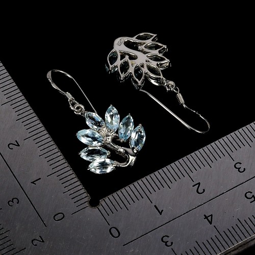 925 Sterling Silver Earrings Marquise Sky Blue Topaz Swan Gemstone Jewelry - Picture 3 of 13