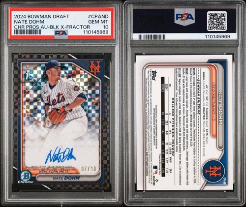 2024 Bowman Chrome Draft 1st Nate Dohm Black X-Fractor Auto #7/10 PSA 10 Gem - Picture 3 of 3