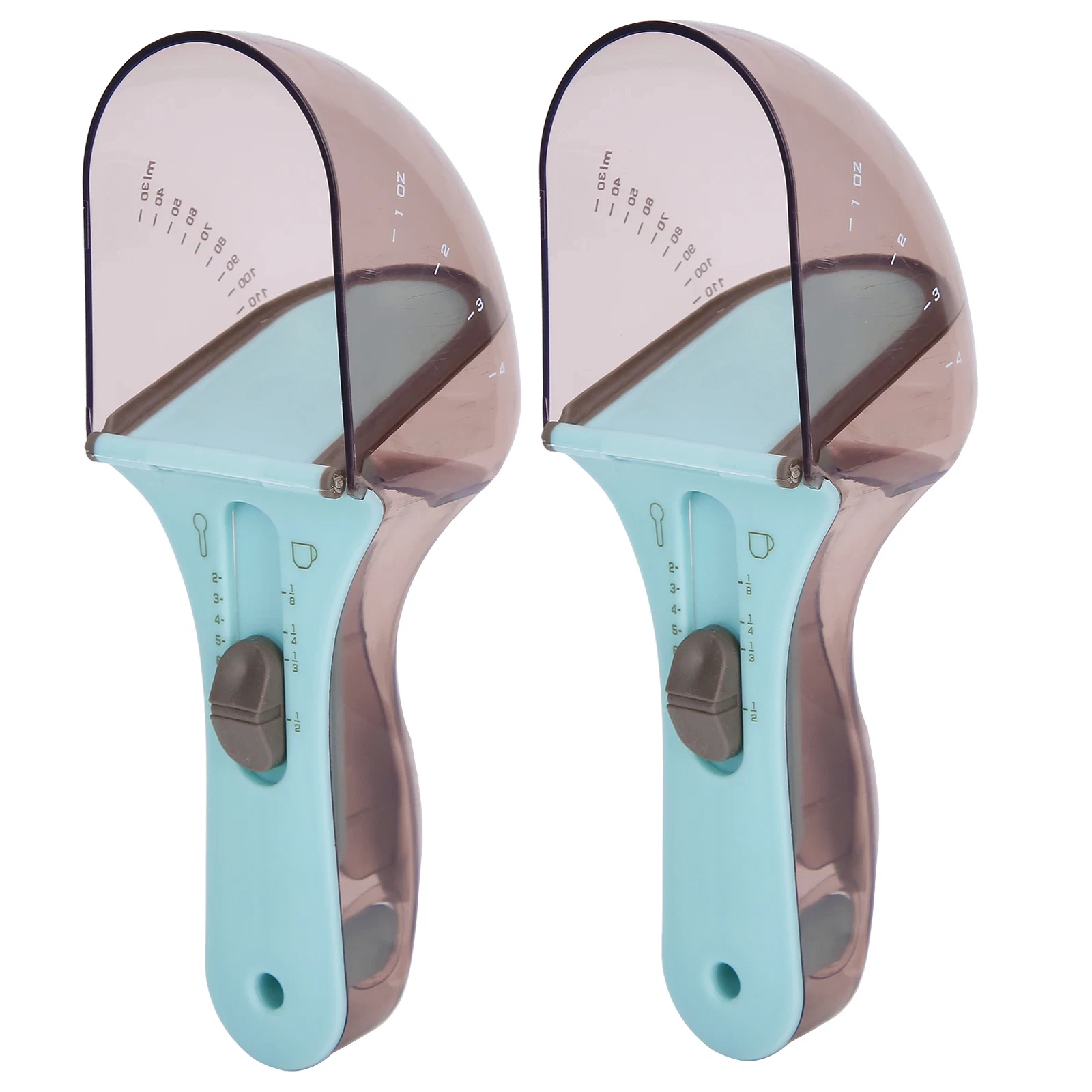 2 Pieces Sliding Measuring Spoon Cup–Adjustable Volume Kitchen Tool (Dry/Liquid)