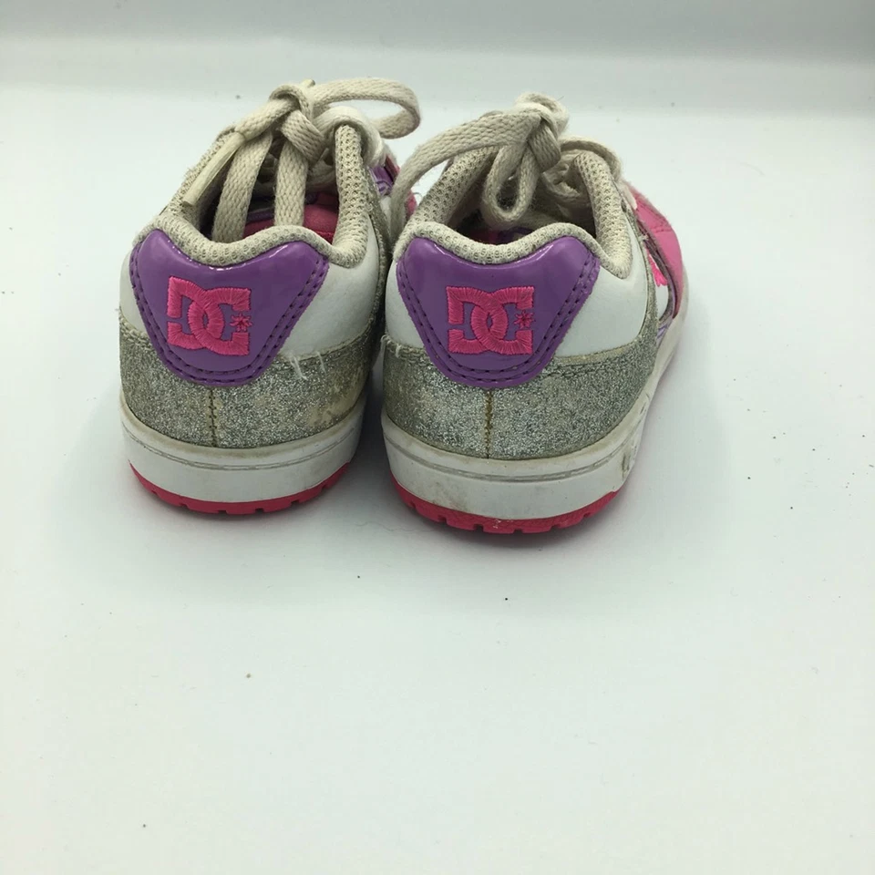DC Shoes Niñas Tenis Atléticos Rosa Blanco Con Cordones Cuero Perforado 5T Foto 2 de 4