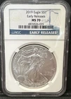 2019 AMERICAN SILVER EAGLE NGC MS 70 Early Releases