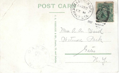 Armstrong Monument, West Park, Allegheny, Pa 1907 postcard with Scott's #300 - Picture 2 of 2