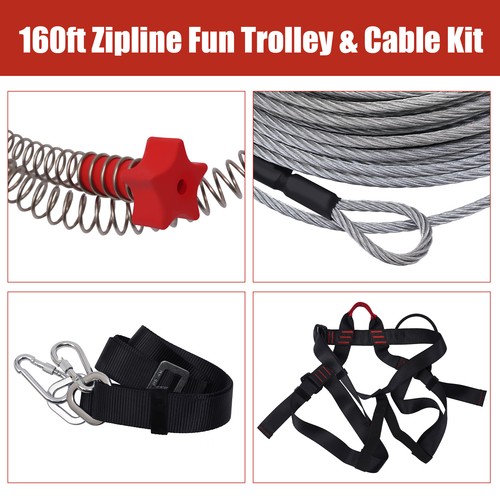 160 Feet Zip Line Kit with galvanized iron Ziplin for and Adult up to 330LB - Picture 16 of 24
