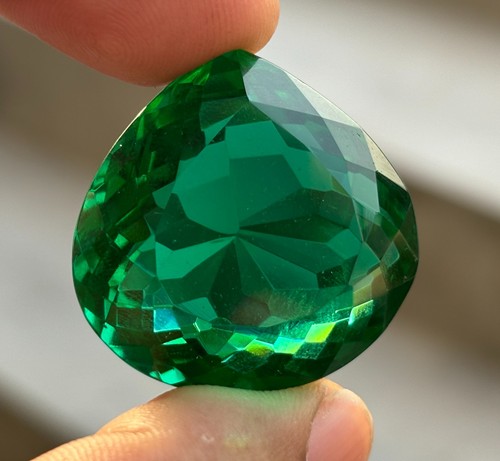 Natural 89 Cts Green Emerald Certified Heart Cut Colombian Loose Gemstone - Picture 4 of 8