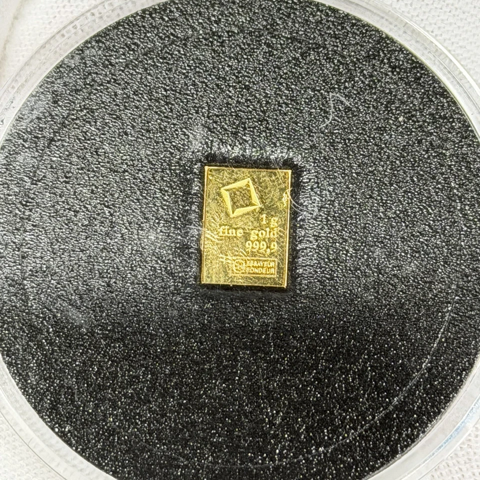 (LOT of 5) Fractional 1g 999.9 Gold Bars & Rounds Valcambi & Royal Canadian Mint - Image 2 of 4