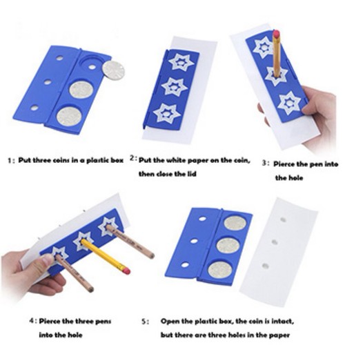 Soft Coins magic trick 3 pencils through 3 coins Watch Video ( Blue ) - Picture 2 of 4