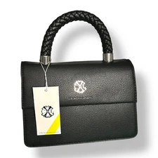 CXL by Christian Lacroix Black Jardin Braided Handle Crossbody Bag Vegan Leather