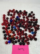 100 Vintage Marbles Clearies - Red - Blue - Orange - Some Swirls Lot 2