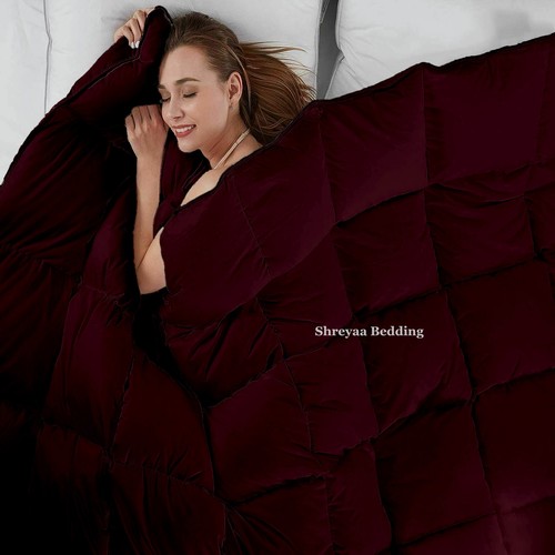 Solid Down Alternative Bedspread Set Comforter Quilt Double/Queen/King/Emperor - Picture 26 of 75