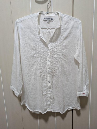 Chemise manches lin blanc Uniqlo Ines De La Fressange boutiques M printemps été décontractée