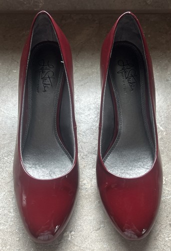 Life Stride Parigi Heels Pumps Vegan Dark Red Patent Comfort Womens 9.5 - Picture 3 of 13