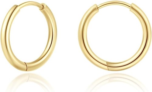 Kleine Gold Creolen für Damen: 14K Huggie D: 1 Paar Gold, 6 mm - Bild 1 von 6