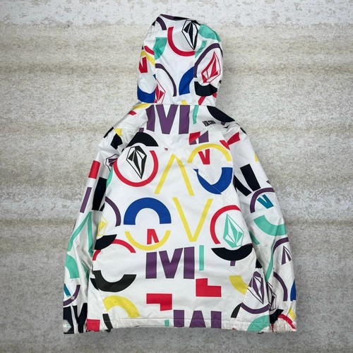 Vintage Volcom Puffer Ski Jacket S White Multicolor Full Zip Insulated 90s - Picture 3 of 9
