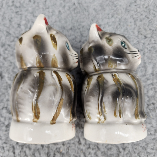 Vintage 1960s Ceramic Tilso Hand-Painted Cat Salt & Pepper Shakers Made in Japan - Picture 5 of 11