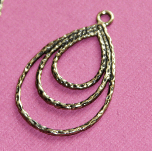 6 pcs of antique brass 3 layer teardrop 28x20mm - 第 1/4 張圖片