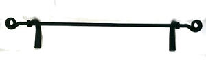 Hand-Forged-Black-Wrought-Iron-Towel-Bar-Holder-Rack-Scroll-Ends-Large-USA-24-034