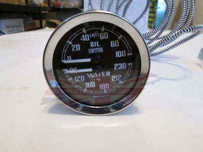 New Smiths Dual Water Oil Gauge Austin Healey 100-6 3000 Sprite Bugeye - Image 1 of 2