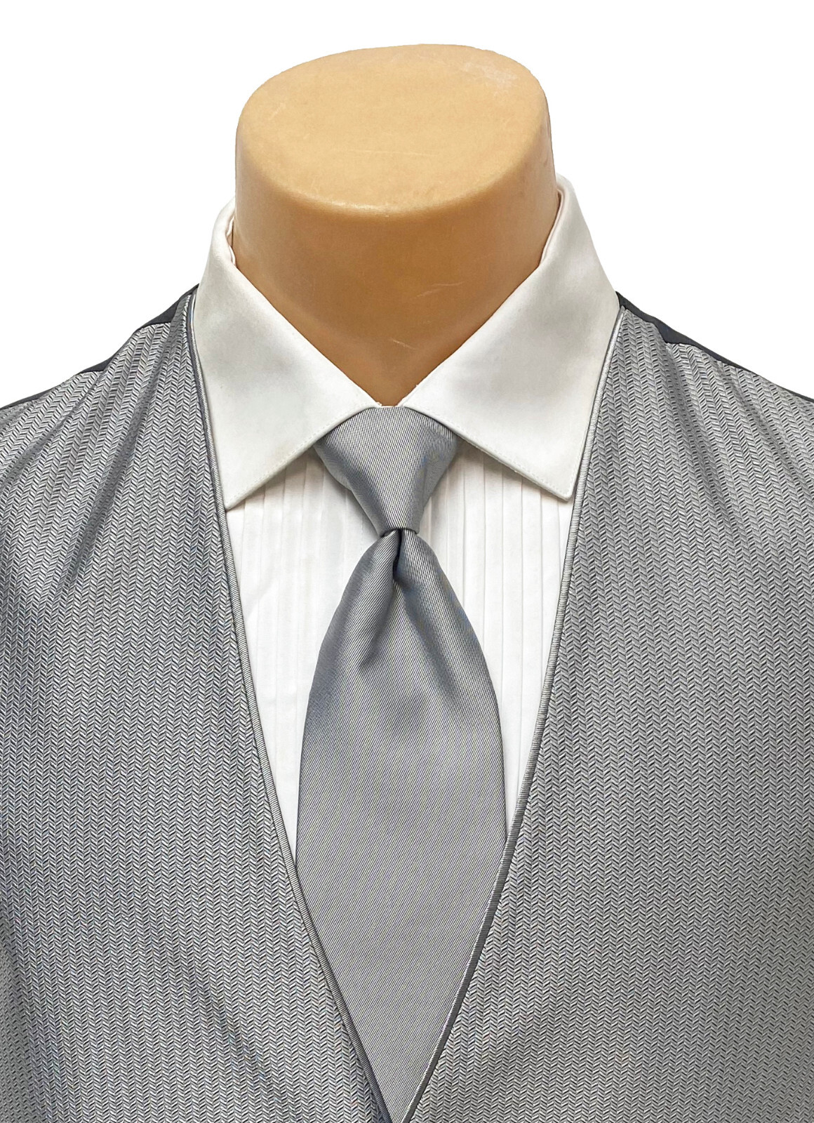 Men's Silver Tuxedo Vest and Tie Herringbone Patt… - image 2