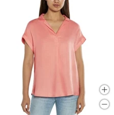GAP Ladies' Popover Blouse, Notched Collar, Tacked Cuffs, Pink, Small 2-4, NEW