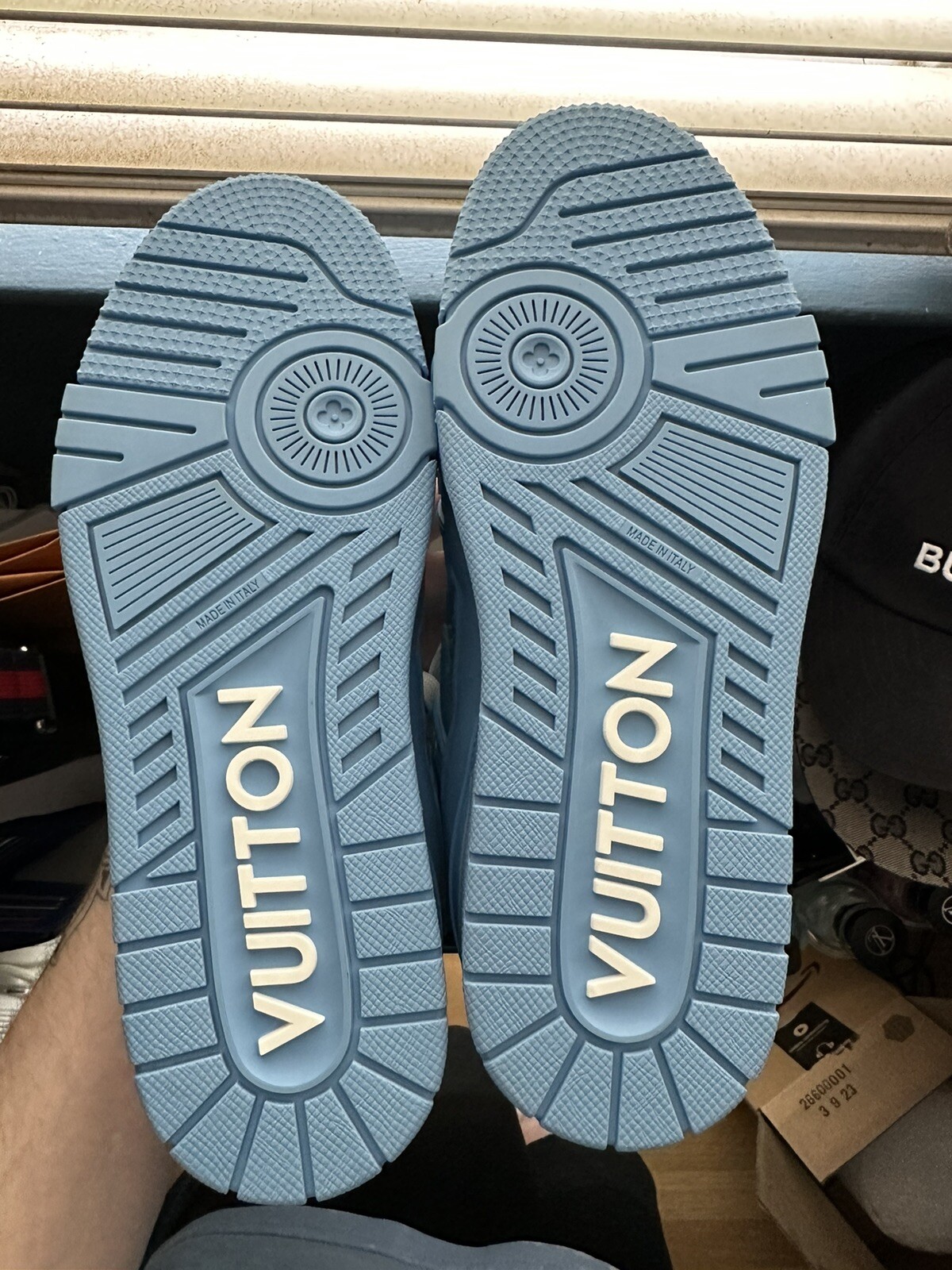 NWT Louis Vuitton Trainers Blue Embossed Monogram image 2