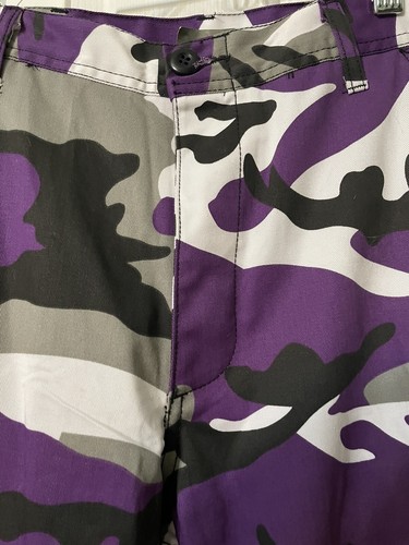 Womens Purple Camo Military Fatigues, 8-Pocket Cargo Pants Sm/Med - Picture 3 of 5