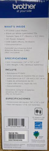 Brand New Brother P-touch PT-D410 Label Printer Maker Labeling system - White - Picture 5 of 9