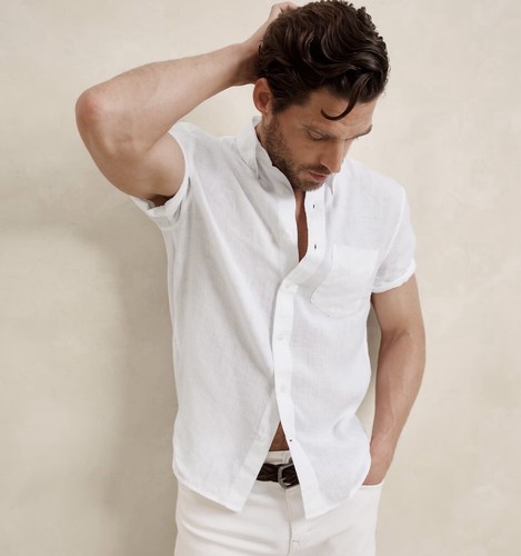 Herren Banana Republic Leinen Hemd Größe M Tall - Bild 1 von 5