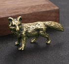 Brass Fox Figurine Small Animal Statue Table Office Home Decoration Toy Gifts