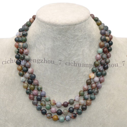3 Rows 6-12mm Natural Multicolor Gemstone Jasper Round Beads Necklace 18-20'' - Picture 99 of 147