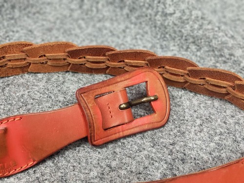 Vintage Diesel Brown Leather Braided Orange belt Y2K Style - Picture 11 of 13