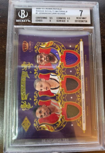 2009-10 Crown Royale Rookie Royalty Materials Steph Curry Triple RC BGS 7 /499