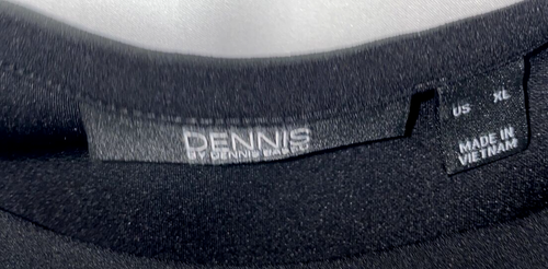 Dennis Basso Luxe Crepe Elbow-Sleeve Top Applique Trim Size XL Black B16*N - Picture 3 of 5