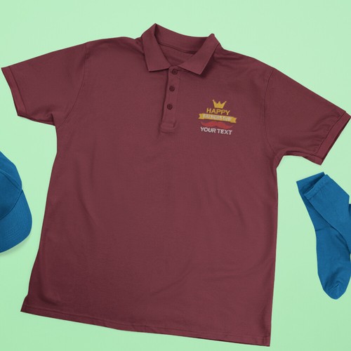 Personalised Embroidered Your Text Happy Father's Day Polo Papa Family Love - Picture 12 of 18