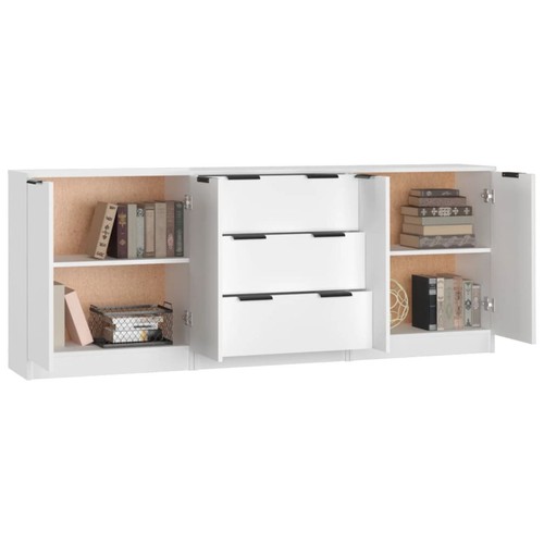 3 Piece Sideboards Storage Rack Organiser Highboard Engineered Wood vidaXL - Picture 5 of 37