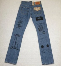 Levi’s 501 Men’s 29x34 Jeans Jaden Smith Collaboration Screen Print Blue Denim