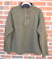 Smartwool Men's XL Echo Lake Half Zip Sweater Wool Blend Fleece Olive Green